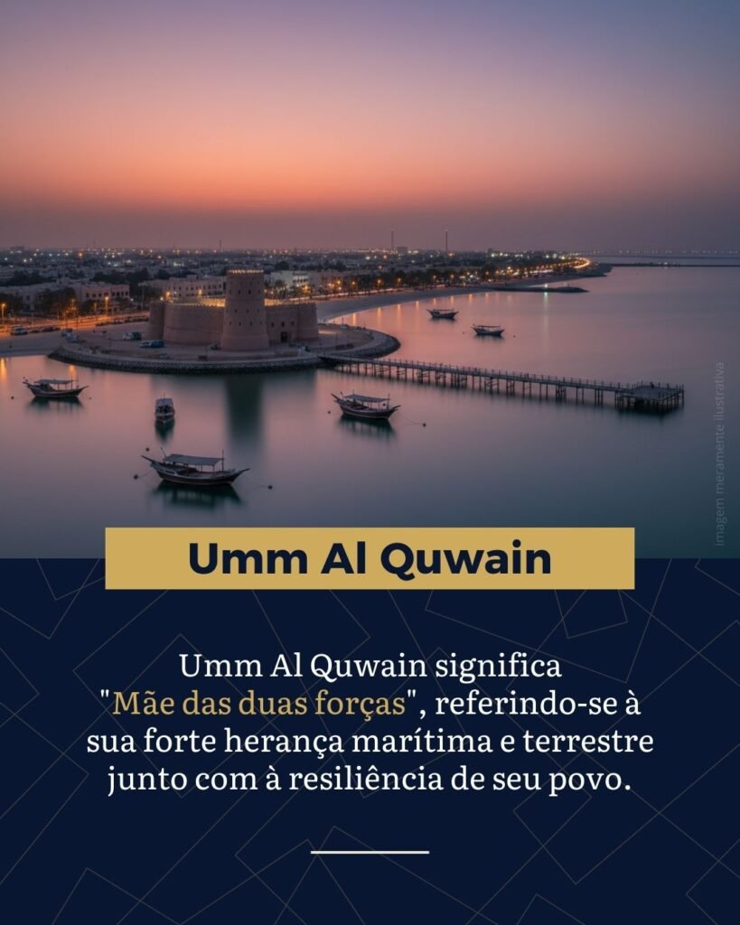 Este nome poderoso, Umm Al Quwain, reflete a resiliência de seu povo e a dualidade de sua economia antiga. Traduzido, significa "Mãe das duas forças"
