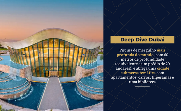 Para os amantes do mar, a piscina de mergulho mais profunda do mundo. São 60 metros de profundidade que abrigam uma "cidade abandonada" submersa inteira!