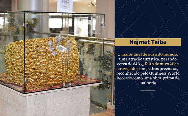 O luxo em sua forma mais pesada. Este é o maior anel de ouro do mundo, pesando quase 64kg de ouro 21k e cravejado de cristais Swarovski. Uma joia inestimável.