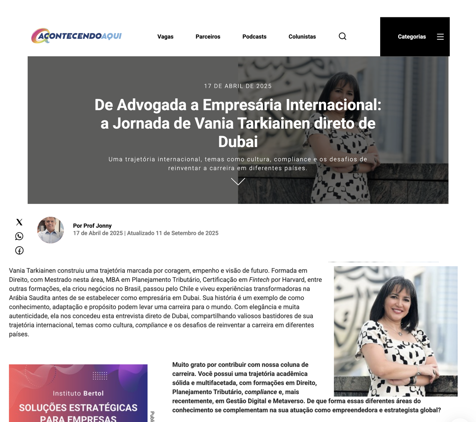 Acontecendo Aqui — Vania Tarkiainen