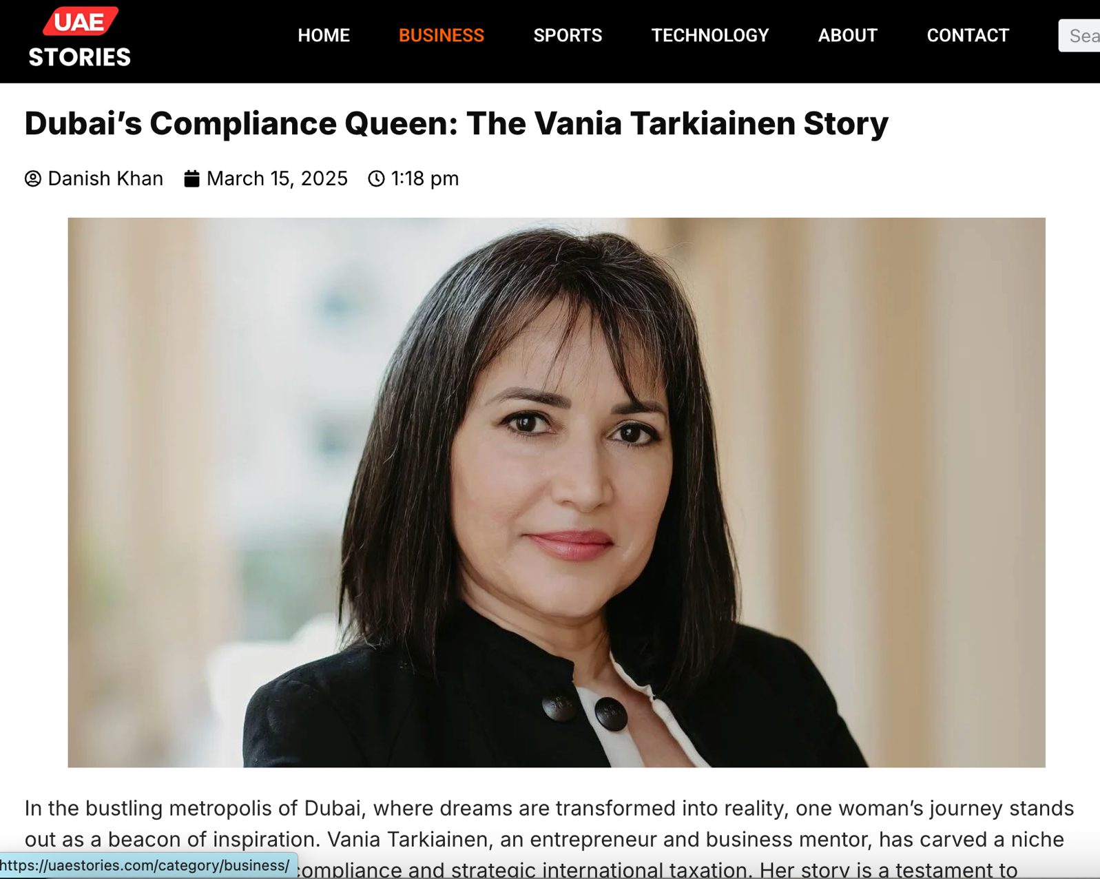 UAE Stories — Vania Tarkiainen